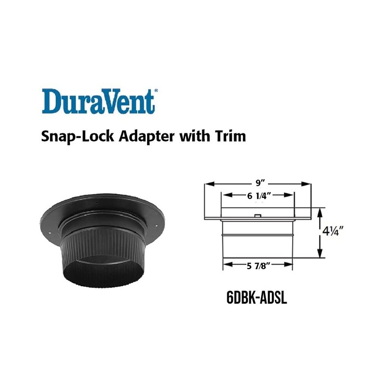 DuraVent 6DBK-ADSL DuraBlack Single Wall Snap Lock Chimney Connection Adapter