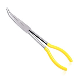 SPEEDWOX Long Radio Pliers 45 Degree Bend Tip Long Nose Pliers Long Reach with Jagged 10.9 inches (277 mm)