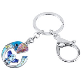 WEVENI - Llavero de aleación esmaltada de elefante de anime para mujeres y niñas, bolso de coche, Azul Marino, 28mm x 40mm