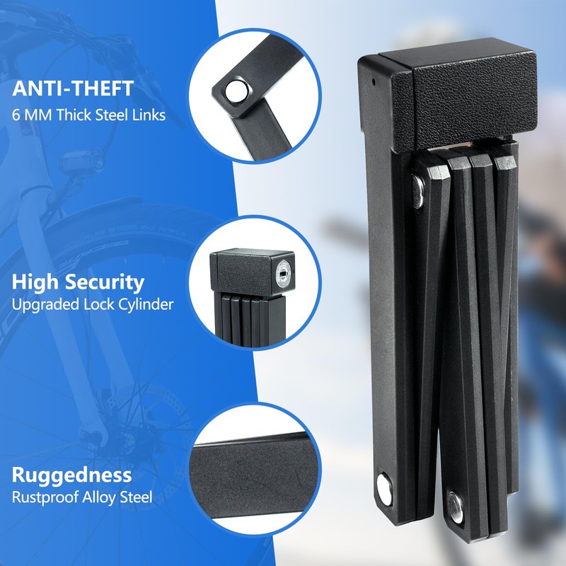 YIFMOO Folding Bicycle Lock, 78 cm Bicycle Lock, High Security