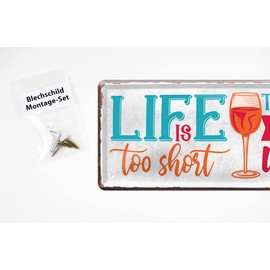 Retro Wine Tin Sign with Funny Saying - Decorative Metal Sign for Kitchen Wine Cellar Wine Bar Wine Arbour Winery - Gift Idea for Wine Connoisseurs Wine Lovers - Gift for Women - 28 x 12 cm