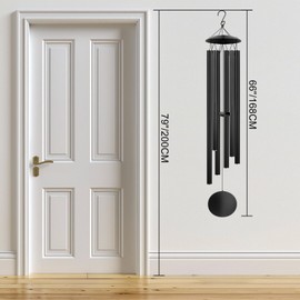 66" Large Wind Chimes for Outside Deep Tone - Memorial Wind Chimes Outdoor with 6 Heavy Tubes for Porch Garden Patio Hanging Decor, Sympathy Gifts for Loss of Loved One (Black, 66")