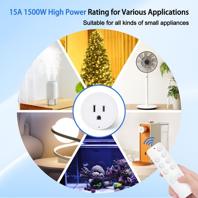 GREENCYCLE Remote Control Outlet, Remote Timer Switch, Plug in Light