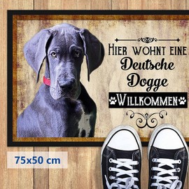 PR Print Royal Doormat Pets with Dog Picture Great Dane Grey – Gift Idea for Dog Lovers and Dog Owners – Size 75 x 50 cm