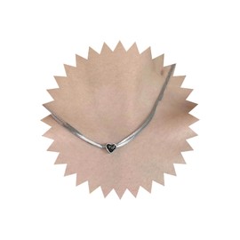 TseenYi Black Heart Pendant Necklace Silver Snake Chain Choker Necklace Black Crystal Heart Love Necklace Minimalist Chain Choker Necklace Jewellery for Women and Girls Gifts, Crystal