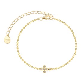 XENOX® Cross Bracelet – Women's Bracelet Made of High-Quality 925 Sterling Silver with Cross Pendant and Zirconia Stones, Sterling Silver, Cubic Zirconia