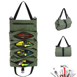 Tool Roll Bag with 5 Pockets, Roll Bag for Tools, Roll-up Tool Bag, Tool Roll Wrench, Multi-Purpose Portable Roll Bag Tool, for Household, Craftsmen, Electricians