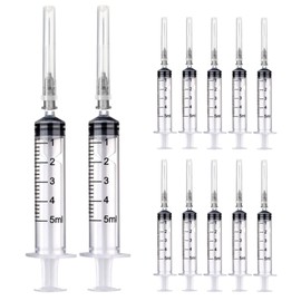 10 Pack 5 ml/cc Plastic Tube with 22G-30 mm Stainless Steel Dosing Accessories for Refill Liquids, Luer-Slip, Individually Packed, Refill Tubes for hobby and DIY, Multi-purpose measuring tools