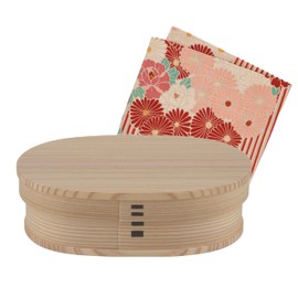 Otate Kogeisha Akita Cedar Magewappa Bento Box (Oval Bento Box, Small Furoshiki Set, Red - Small), Lunch Box, Wappa, Wooden Bento Box, Made in Japan, Urethane Painting, Traditional Crafts, Japanese