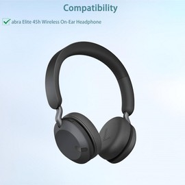 Elite 45h Ear Pads, HAIZEEN Ear Pads Compatible with Jabra Elite 45h Wireless On-Ear Headphones Ear Pads Replacement Cushion (Protein Skin/Memory Foam)