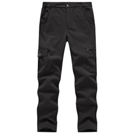 BGOWATU Women's Winter Hiking Pants Fleece Lined Waterproof Windproof Snow Insulated Pants with 6 Pockets Black M