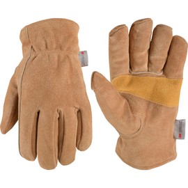 Wells Lamont Men's Insulated Split Cowhide Winter Leather Work Gloves, Extra Large (1080), Brown