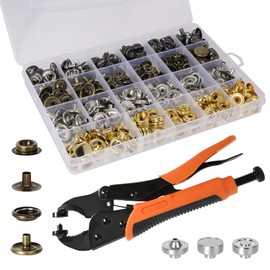 Press Stud Set with Pliers, 100 Sets of Metal Press Studs, 15 mm, Adjustable Robust Press Stud Setter Tool, for Boat Covers, Repairing Canvas, Sewing, Leather, DIY Craft