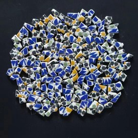 Yuvori 1.1 lbs Modern Abstract Geometric Irregular Porcelain Mosaic Tiles, DIY Handmade, Bathroom, Living Room, Kitchen Backsplash, Outdoor (06, Small)