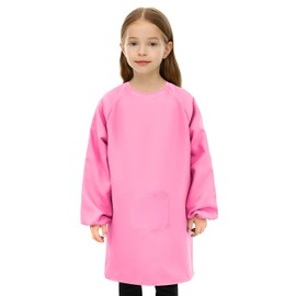 Children's Painting Gown, Painting Coat Children 8-12 Years, Painting Apron Children, Craft Apron Children with Sleeves and Pockets, School Apron for Crafts Painting Baking Cooking, pink