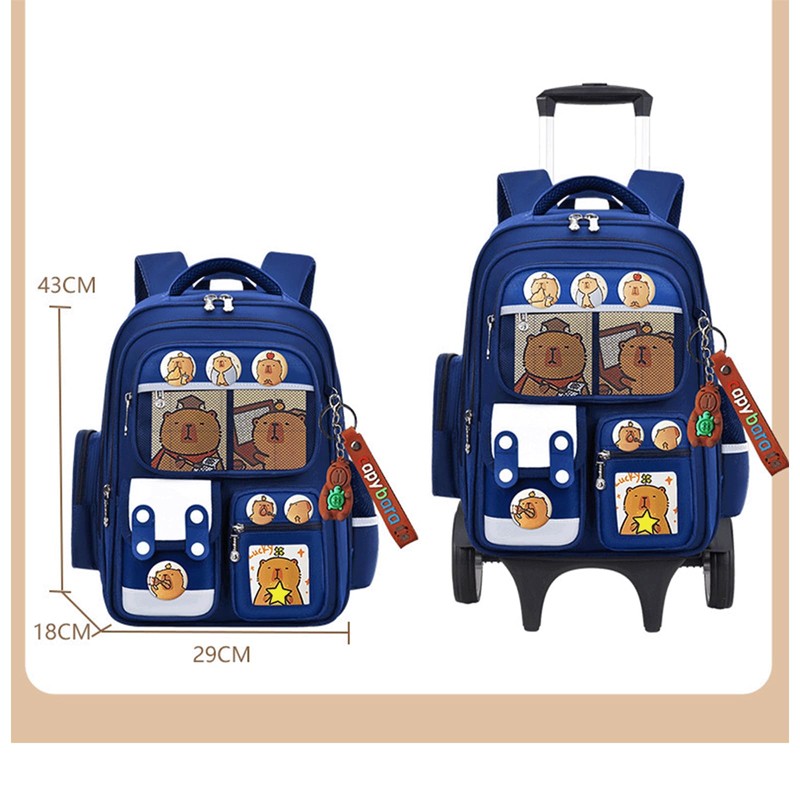 Tarvione Capybara Backpack with Wheels Large Capacity Kawaii Wheeled Kapibara