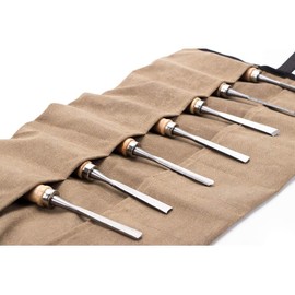 Super Tool Roll Bag, Waxed Canvas Tool Pouch, Multi-Purpose Woodworking and Carving Hand Tool Storage Organizer