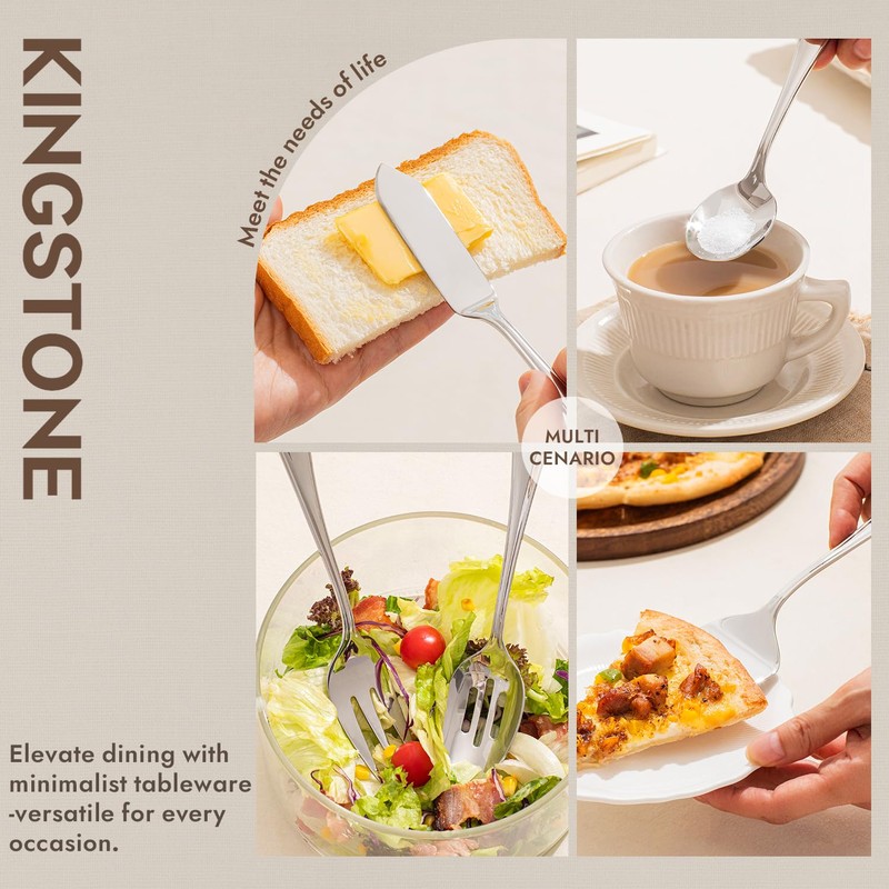 KINGSTONE 45 Piece Silverware Set for 8 with Serving Utensils,