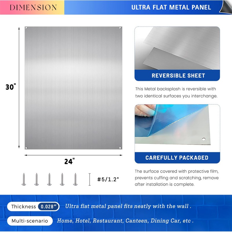 Stainless Steel Backsplash for Stove 24"x30" Stove Backsplash Protector for