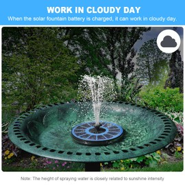 Yzert Solar Fountain with 2000 mAh Battery Backup Works in Cloudy, Glass Solar Powered Bird Bath Fountains with 7 Nozzles, 3.5 W Solar Fountain Pump for Birdbath,Garden, Outdoor, Pond (Blue)