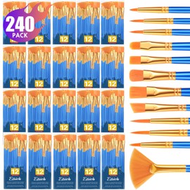 ESRICH Paint Brushes Set,20pack/240pcs Nylon Hair Paintbrushes Round-Pointed Tip Acrylic Paint Brushes for Watercolor Oil Rock Miniature Painting, Paint Brushes for Kids Adult Arts Crafts Supplies.