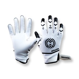 MASSOV ALLSZN All Season All Weather Men's Football Receiver Gloves - Superior Grip Even When Wet - Essential Football Gear for Men (White/Black, Medium)