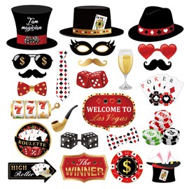 CC HOME 25Pcs Casino Poker Card Patterns Photo Booth Props, Las Vegas Party Decorations Party Favor for Club Game Dinner Night Playing Cards Party Essentials
