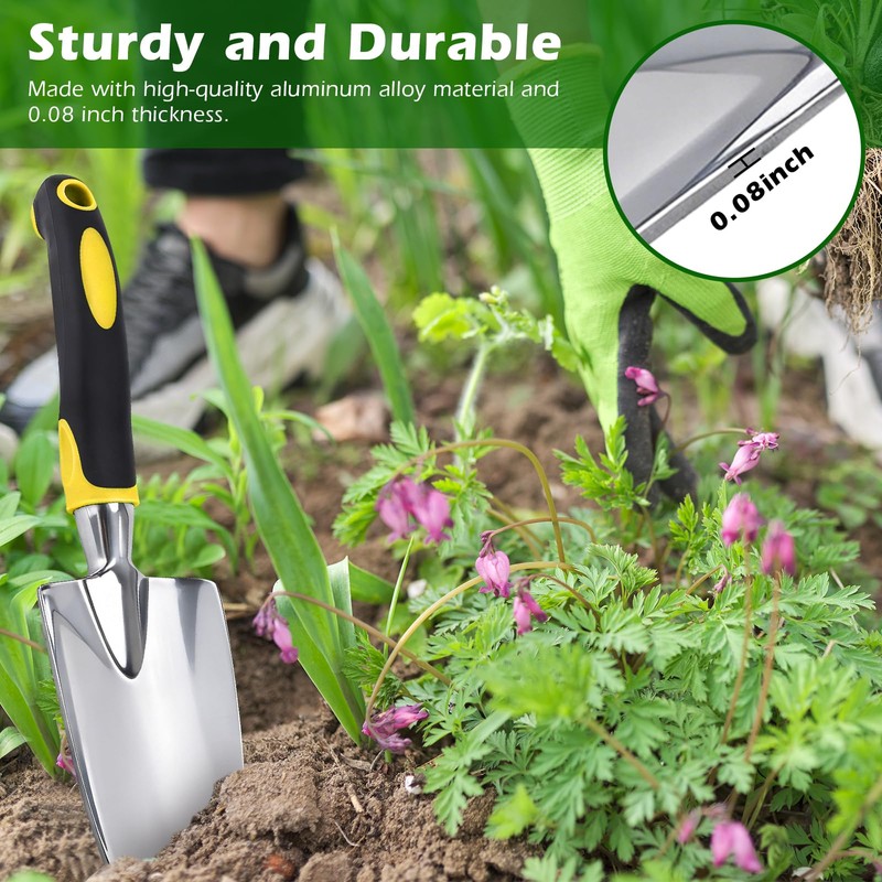 Patioer Garden Shovel Hand Trowel Cast-Aluminum Heavy Duty Mini Shovel