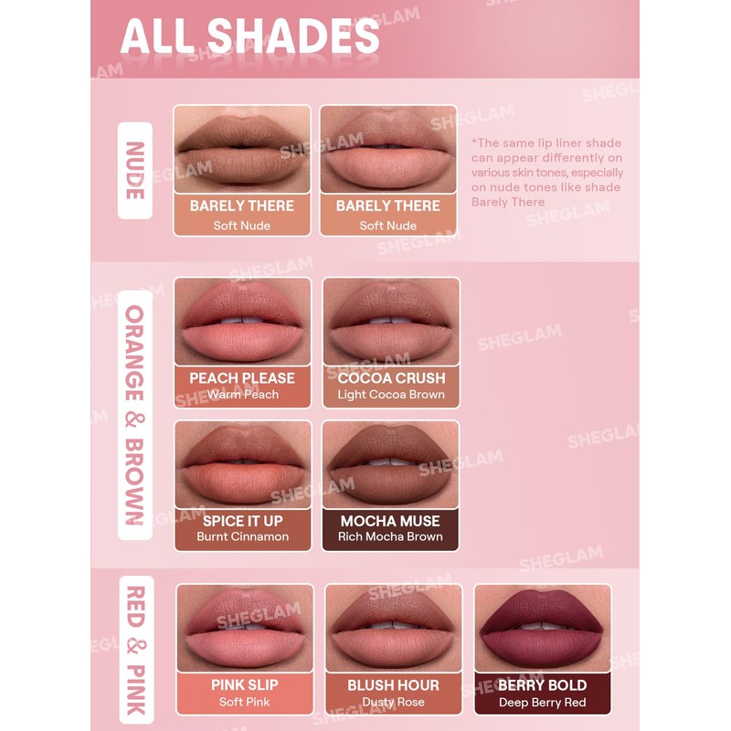 SHEGLAM Bold Booster Plumping Lip LinerPlumps & Moisturizes Cruelty-Free-Peach Please