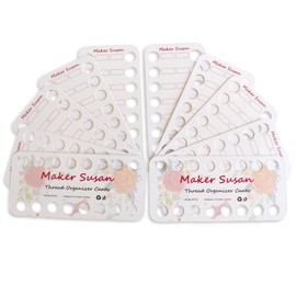 Maker Susan 10 Pack Embroidery Thread Organizer Cards, Embroidery Floss Organizer Holder 16 Positions Cross Stitch Per Bobbin for Thread, Embroidery Floss Bobbin Cardboard, Thread Keeper, DIY Storage