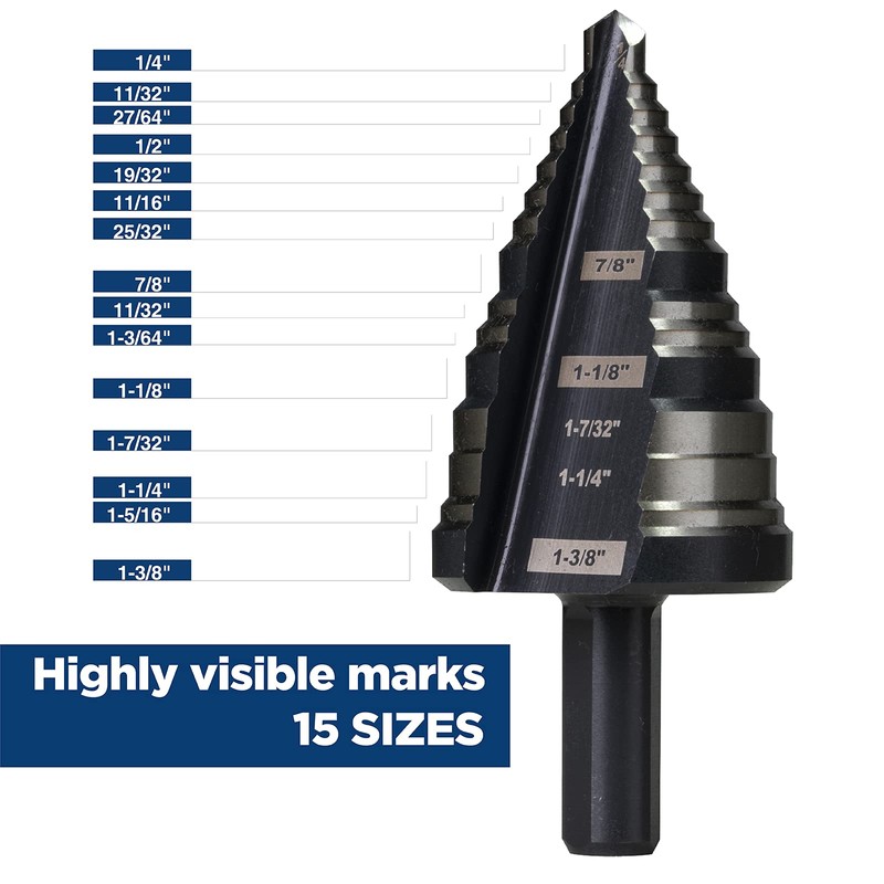 SHARPTOOL 1/4 to 1-3/8 Inches M2 HSS Step Drill Bit