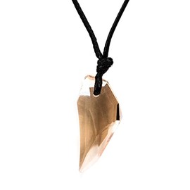 Gregory Crafts & Gifts Dragons, Wolf Tooth Crystal Necklace - Black Cord and Champagne Tooth Shaped Crystal Pendant