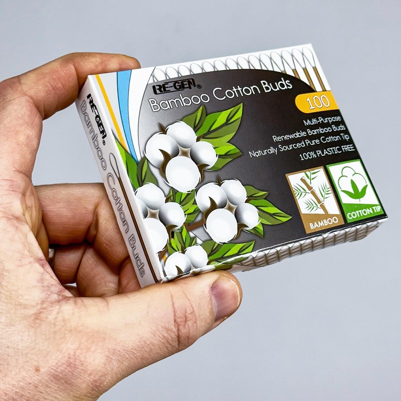 RE-GEN Bamboo Cotton Buds 400 Pack (4x 100pc Box) |