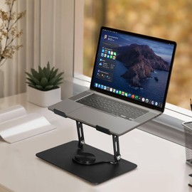 Traderight Aluminum Laptop Stand, Fits All 7-17", 23cmx21cmx26cm,Computer Stand Laptop Holder Compatible with Air, Pro, Dell, HP, Laptops Adjustable 360° Rotating Base, Ergonomic Notebook Riser Work