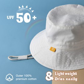 Baby Sun Hat for Boy Girl Toddler Summer Bucket Hat Kids Sun Protection Beach Hat Cotton Baby Hats White