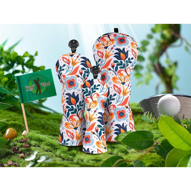 CRAFTSMAN Golf Club Tropical Floral Head Cover 3 Pack Golf