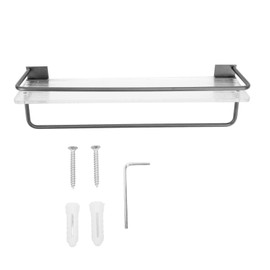 30cm Shower Caddy Wall Mount Organizer with Towel Hanger Easy Install Aluminum Rod Large Capacity Shower Rack for Bathroom Grey