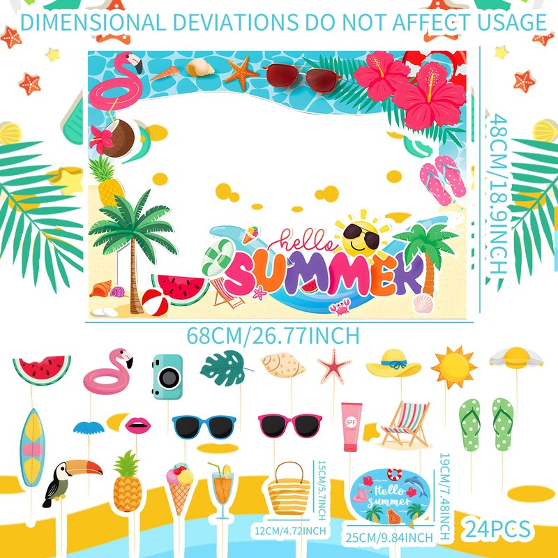 Summer Party Photo Booth Props Frame Pool Party DecorationsSummer Party