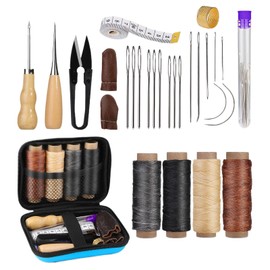 Leather Stitching Kit - Hand Sewing Needles Awl Thread Kit | Sturdy Leathercraft Supplies Upholstery Repair Accessories for Furniture Sofa Daily Maintenance