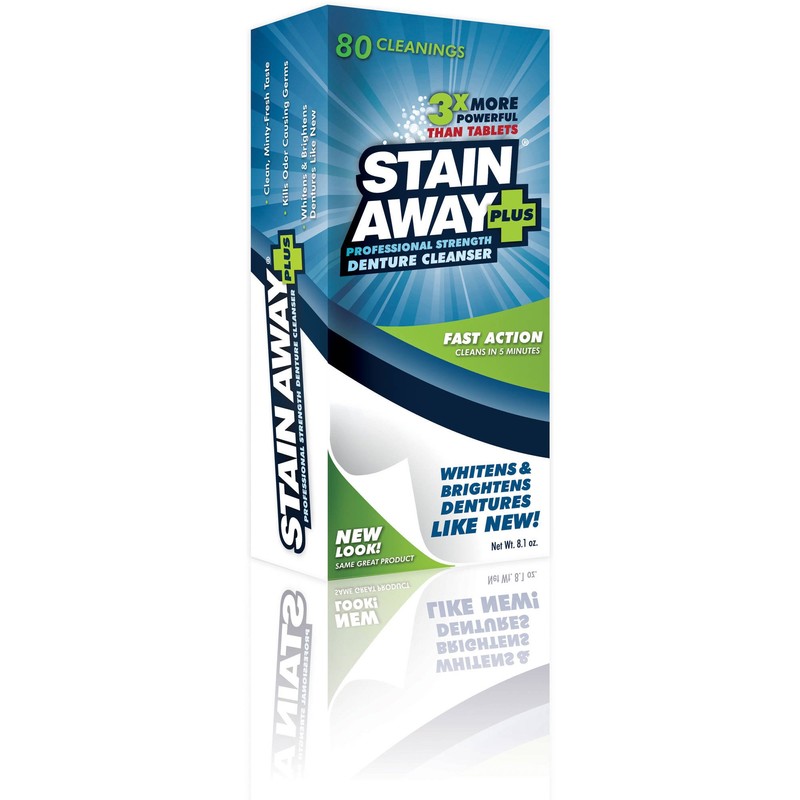 Stain Away Plus Denture Cleanser, 80 Cleanings Each (Pack of