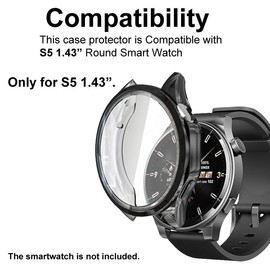 smaate Compatible with TOZO S5 1.43” Round Smartwatch, TPU Cases with Screen Protector, 9H