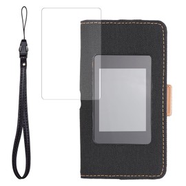 Mobile WiFi Router MR1 Compatible Case Cover No Lid Leather Flip Gigaset MR1 Compatible Product (Enhanced Heat Dissipation Oxford Black (Glass Film Included)