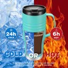 HAUSHOF 24 oz Travel Mug with Handle&Leakproof Lid Stainless Steel