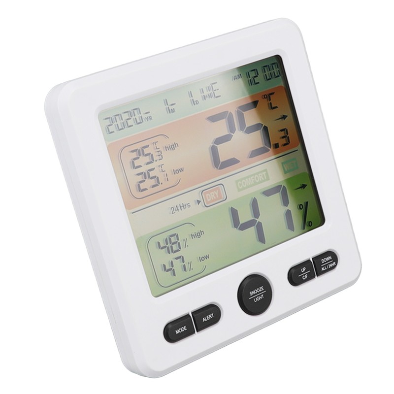 Indoor Thermometer Digital Color Screen Alarm Temperature Humidity Monitor Bedside