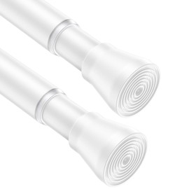 AIZESI 2pcs Spring Tension Curtain Rod 28 to 48 Inch,White Tension Rod Adjustable Curtain Rod Non Slip Curtain Tension Rod No Drill Spring Curtain Rod for Window，Bathroom，Doorway