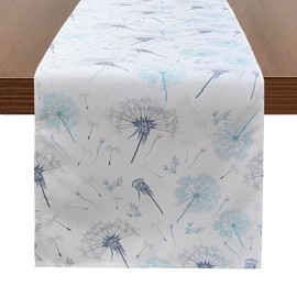 MULBESS Dandelions Pattern Summer Table Runner, Country Rustic Farmhouse Decor Seasonal Spring Holiday Kitchen Dining Table Decoration for Indoor Outdoor Home Party 13x72 Inch