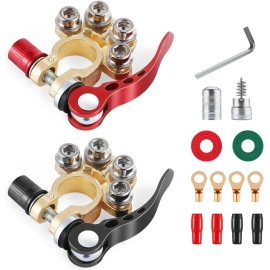 SINGARO Car Battery Terminal Connector, 4 Way Positive and Negative Pole Quick Release