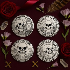 UNICRAFTALE 2pcs 2 Style Memenmori Coin Tempsfugit Store Challenge Coin EDC Underwater Skeleton Store Challenge Coin Moment Moli Storeism Gift Men Women