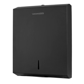 VANNSOO Paper Towel Dispenser, Commercial Stainless Steel Tri-fold/Multi-fold/C-Fold Paper Towel Holder Wall Mount Key (Black)