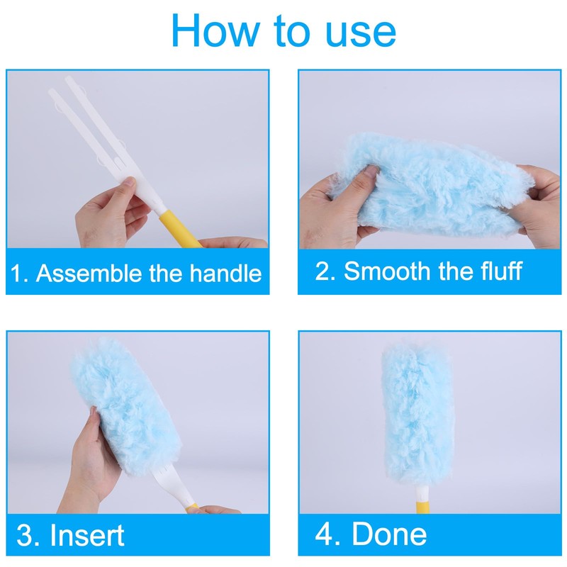 BOXOB 30 Count Fluffy Duster Refills, Reusable Microfiber Heavy Duty